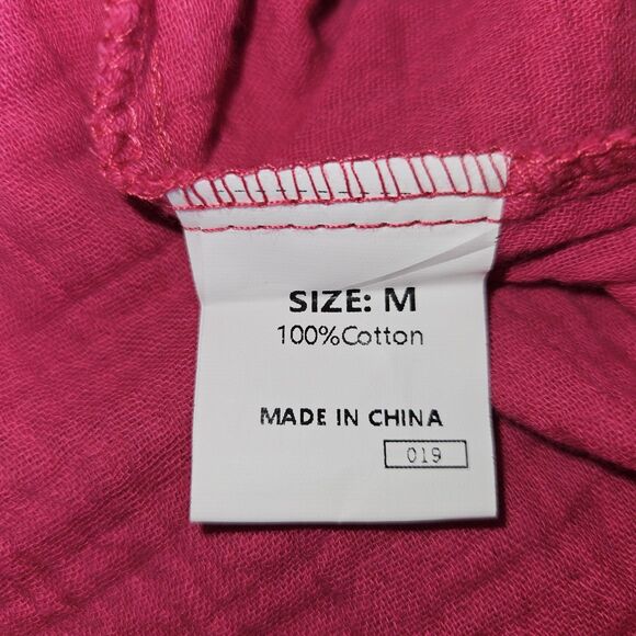 Dokotoo Fushia Rose Women's  Medium Short Ruffled Sleeve 100% Cotton Shirt New - Picture 4 of 10